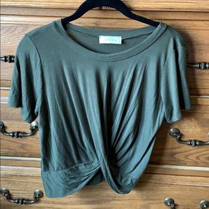 Army green cropped shirt